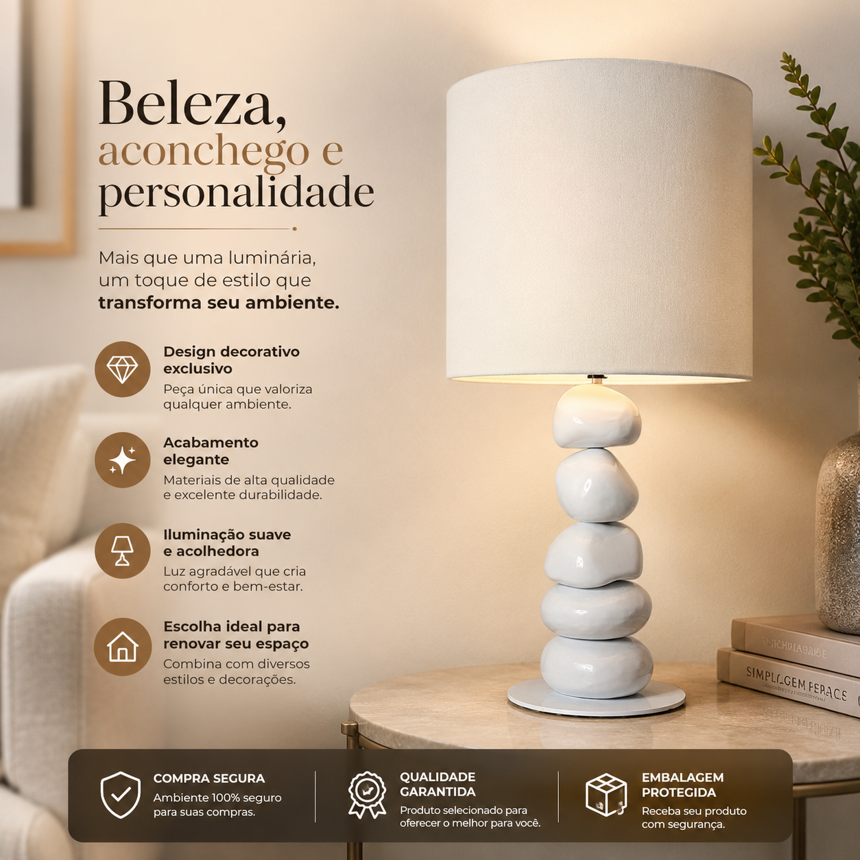Abajur com Base Branca — foto 3