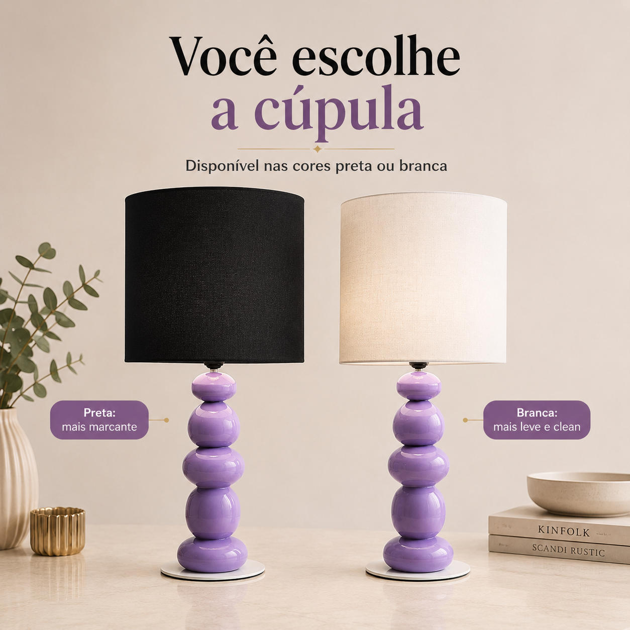 Abajur com Base Roxa — foto 3