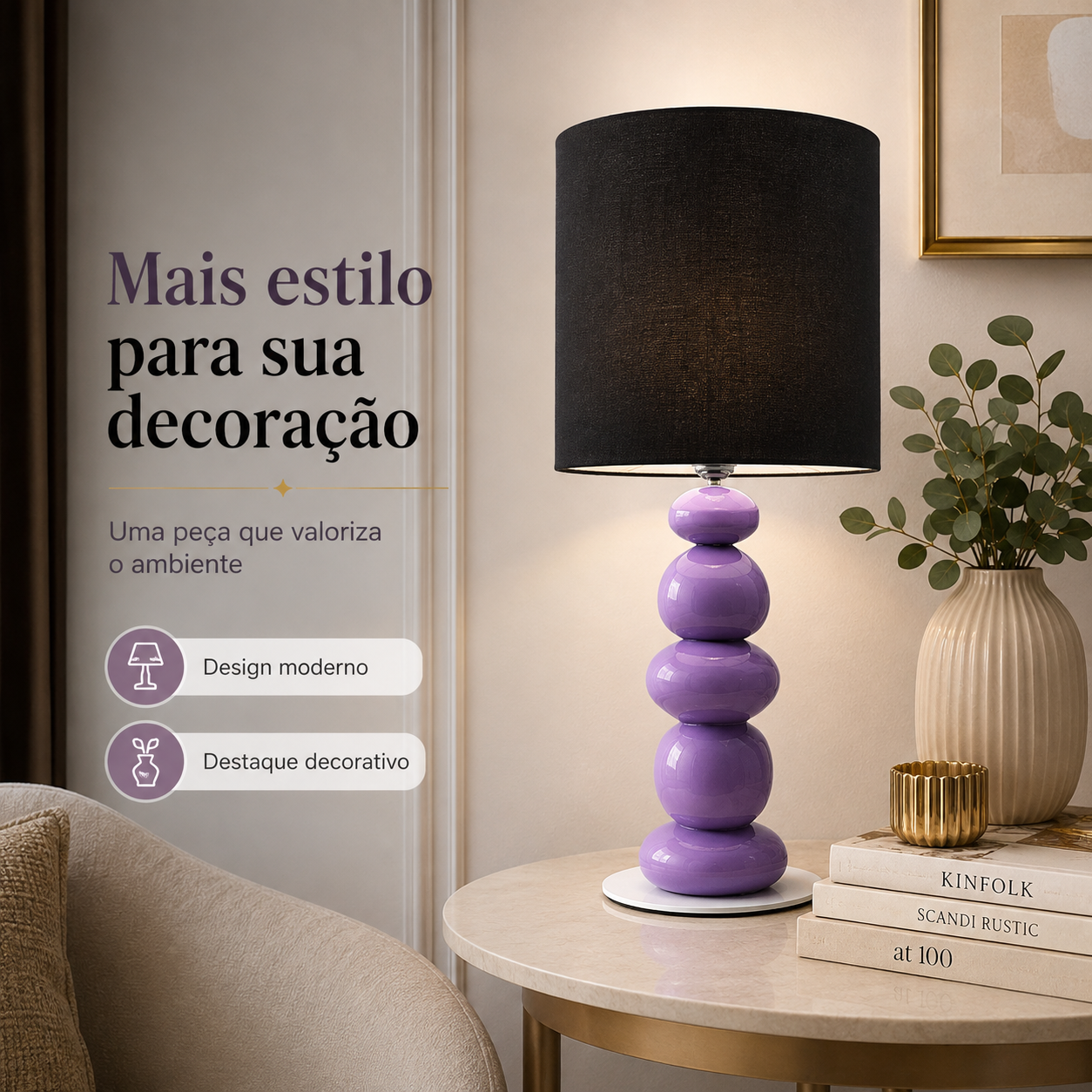 Abajur com Base Roxa — foto 5
