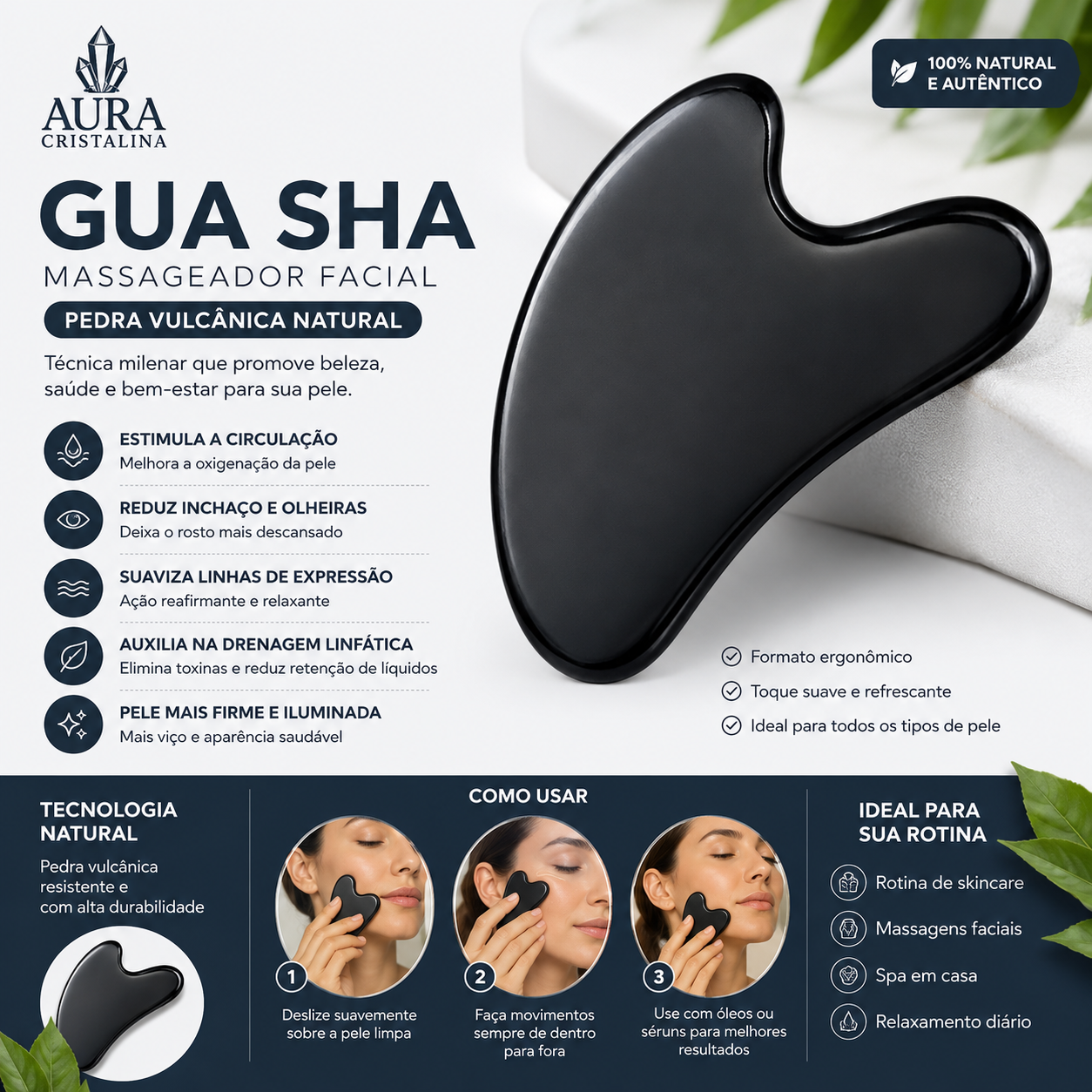 Gua Sha de Pedra Vulcânica
