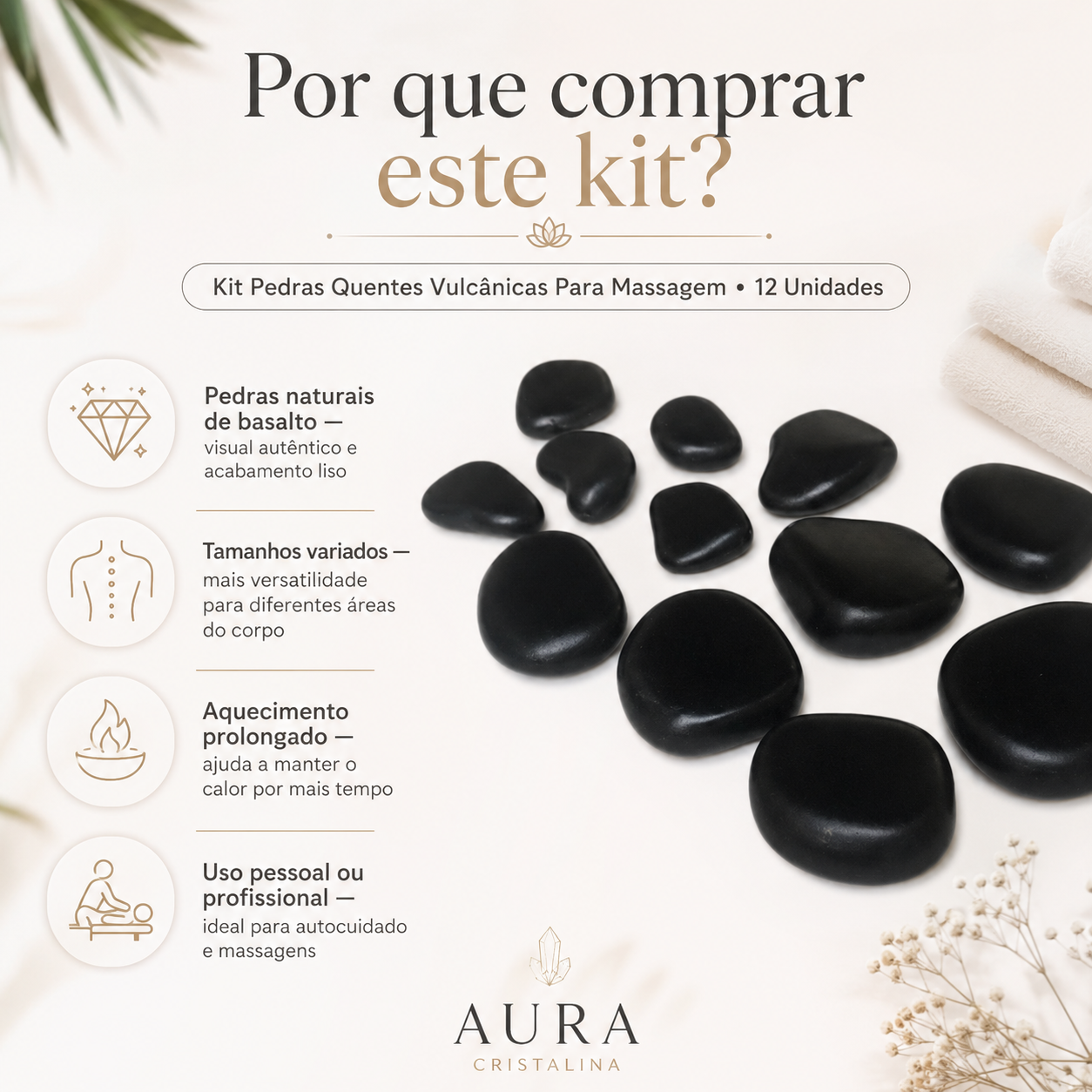 Kit 12 Pedras Quentes Vulcânicas — foto 2