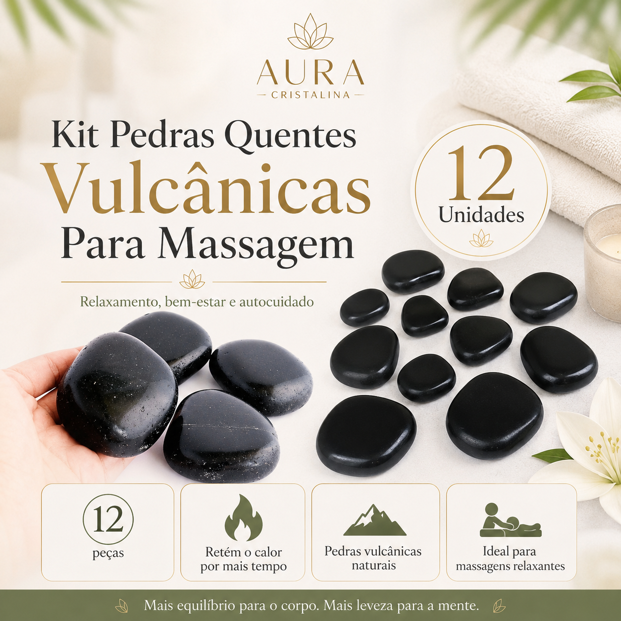 Kit 12 Pedras Quentes Vulcânicas — foto 3