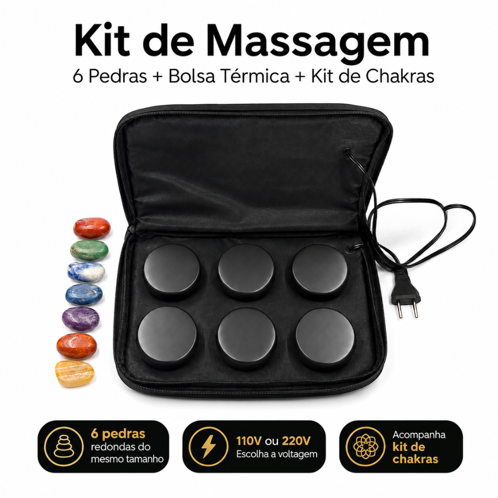 Kit 6 Pedras com Bolsa Térmica e Chakras