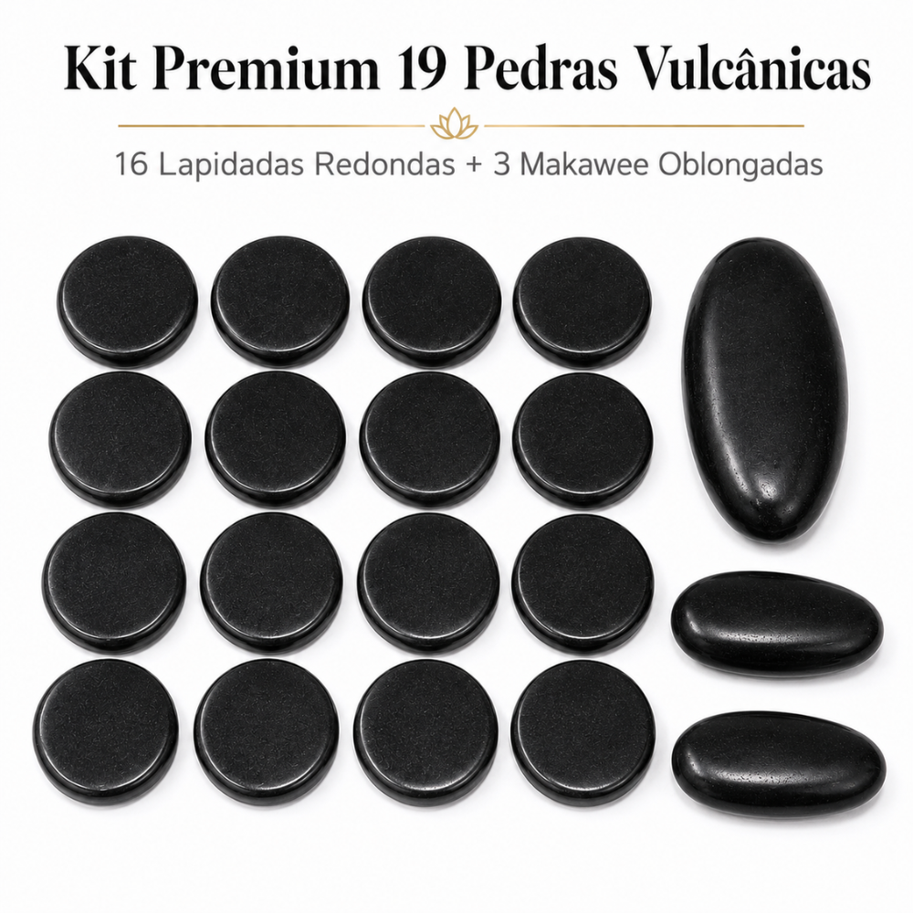 Kit Premium com 19 Pedras Vulcânicas